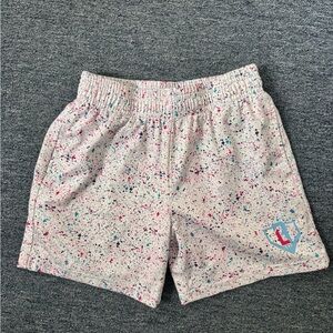 Kids White Speckled Elastic-Waist Shorts